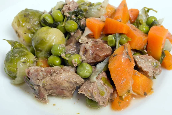 Carne Estofada Con Verduras Primer Plano — Foto de Stock