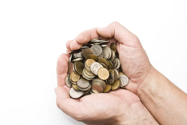 Munten Hand Geld Valuta Concept — Stockfoto