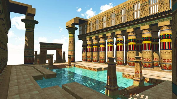埃及游泳池在一座寺庙 — 图库照片