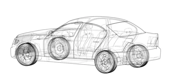 Concept Carro Modelo Ilustração Estilo Fio Quadro — Fotografia de Stock