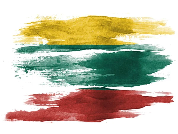 Litván Zászlót Fehér Papírra Festették Akvarell — Stock Fotó