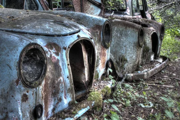 Hdr Imagem Carro Carros Detalhes Fotografado Antigo Cemitério Carros Baastnaes — Fotografia de Stock