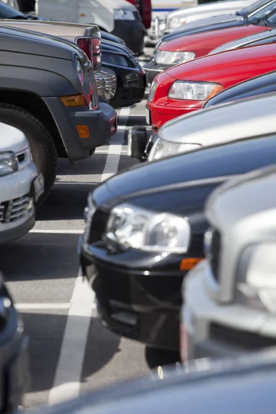 Uitzicht Vele Auto Bij Het Parkeren — Stockfoto