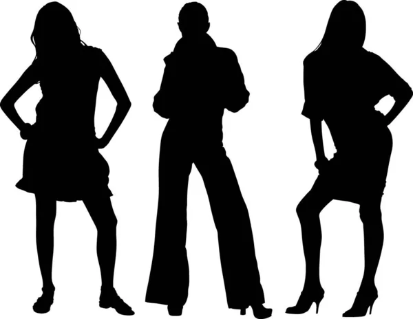 Drie Sexy Meisjes Vectoren Silhouet — Stockfoto