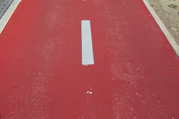 Czerwona Ścieżka Rowerowa Bliska — Zdjęcie stockowe