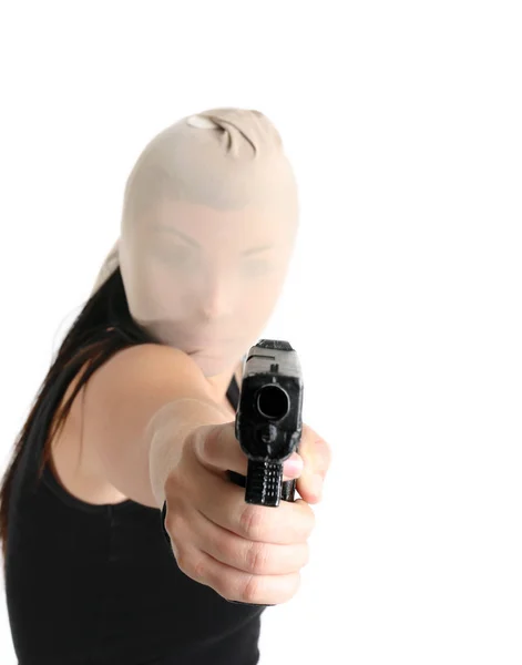 Bewaffneter Schütze Fordert Bei Raubüberfall Bargeld — Stockfoto