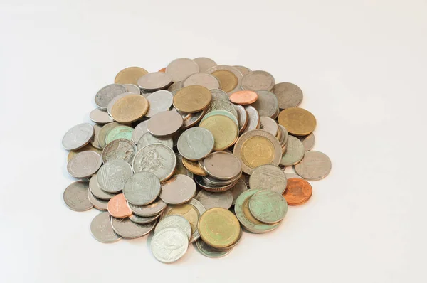 Тайський Бат Монети Білому Фоні — стокове фото
