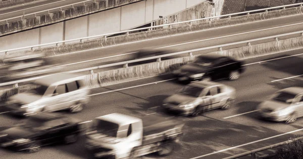 Cityscape Trafik Med Bilar Väg Med Rörelse Suddig — Stockfoto