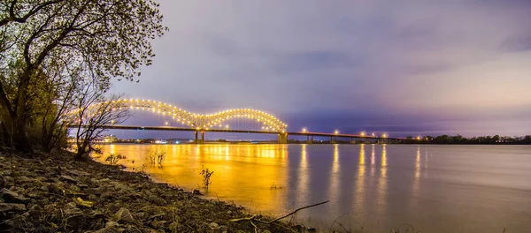 Hernando Soto Bridge Memphis Tennessee Night — Stock Photo, Image