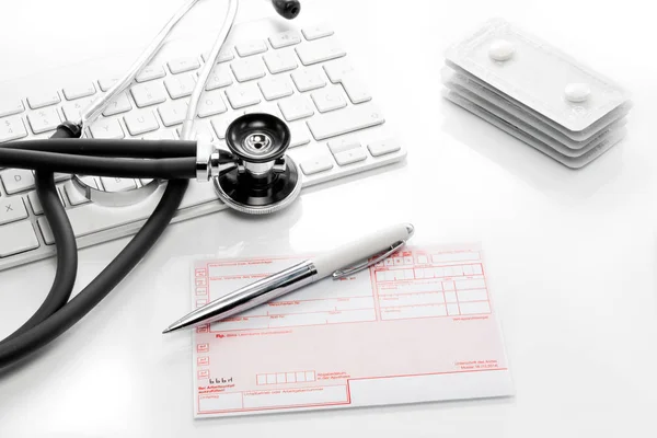 Prescription drugs on the desk of a medical practice