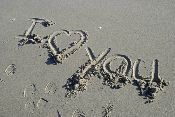 Love You Written Sand — Stock Photo, Image