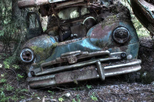 Hdr Imagem Carro Carro Peças Detalhes Fotografado Antigo Cemitério Carros — Fotografia de Stock