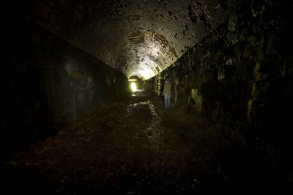 Oscuridad Túnel Ferroviario Desuso Yorkshire Del Norte Tomas Tomadas Con — Foto de Stock