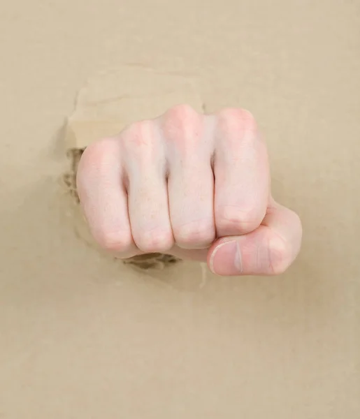 Жест Чоловічої Руки Отвору Картоні — стокове фото