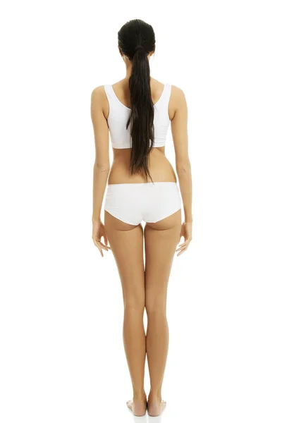 Rear View Attractive Young Woman White Underwear All White Background Stock  Photo by ©YAYImages 260936106