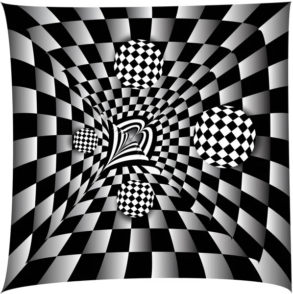 Checkerboard Abstrait Avec Des Sphères Roulement Taille Différente — Photo