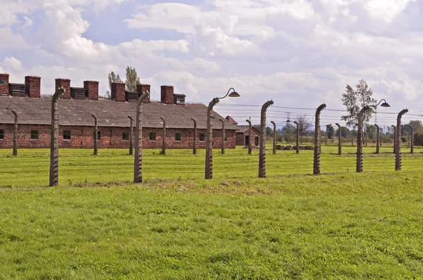 Caserma Dei Prigionieri Nel Campo Concentramento Auschwitz Birkenau Polonia — Foto Stock