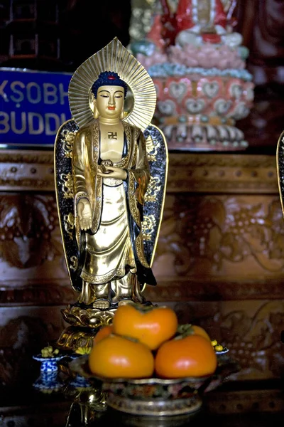 Boeddhabeeld Dhammikarama Burmese Tempel Gelegen Werelderfgoedlijst Van Unesco Georgetown Penang — Stockfoto