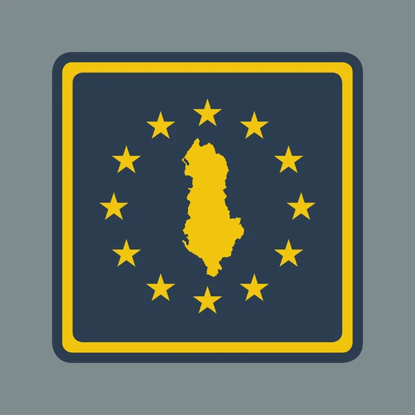Albanië Europese Vlag Knop Plat Responsieve Web Ontwerpstijl Geïsoleerd Met — Stockfoto