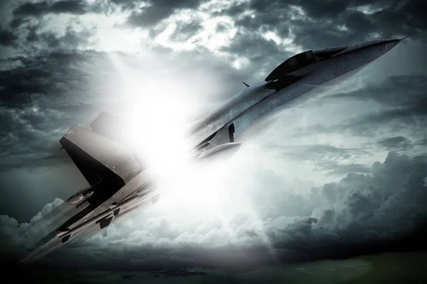 Quebrando Barreira Som Supersonic Fighter Jet Quebrando Barreira Som Perfil — Fotografia de Stock