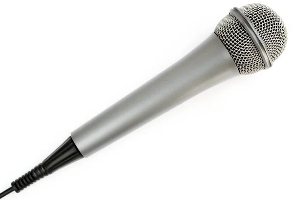 Microphone Gris Sur Fond Blanc — Photo