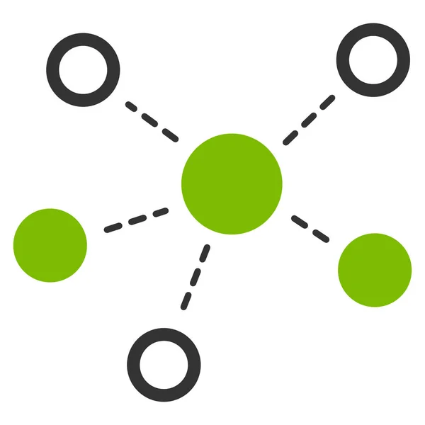 Virtiual リンクのアイコン このフラット グリフ シンボル使用エコ緑とグレーの色 丸みを帯びた 白い背景で隔離 — ストック写真