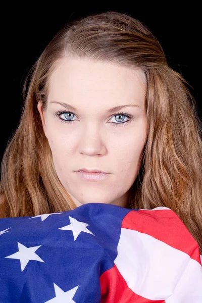 Una Chica Americana Soldado Desaparecido Sólo Queda Con Esta Bandera — Foto de Stock