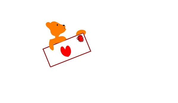 Teddy Envelope Heart — Stock Photo, Image