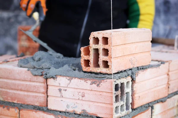 Albañil Trabajo Primer Plano Tiro Recortado — Foto de Stock