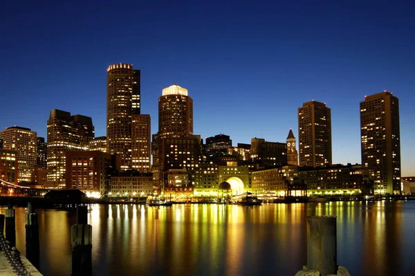 Skyline Boston Por Noche — Foto de Stock