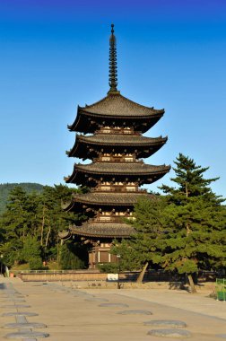 Five-storied pagoda of the Kofuku-ji temple at Nara, Japan clipart