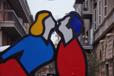 Vale & Tino, neon sculpture in the central area of San Benedetto del Tronto, in the C. Battisti square, homage to the St Valentine's day, work of the artist Marco Lodola clipart