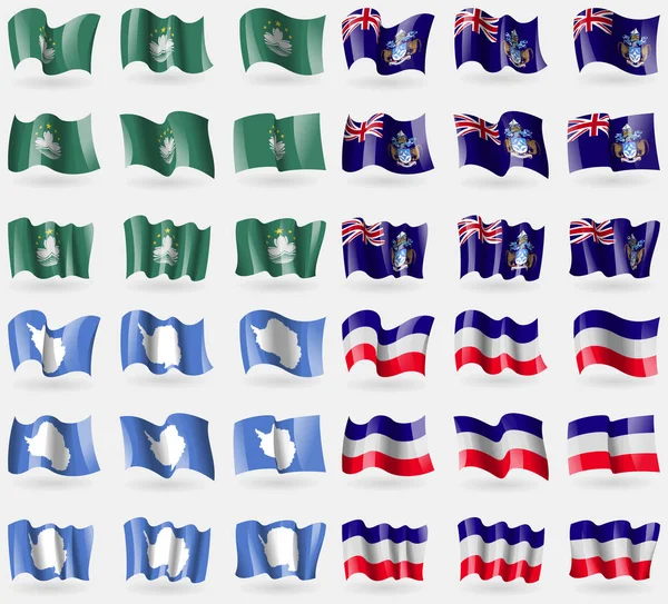 Macao Tristan Cunha Antarctica Los Altos Conjunto Banderas Los Países — Foto de Stock