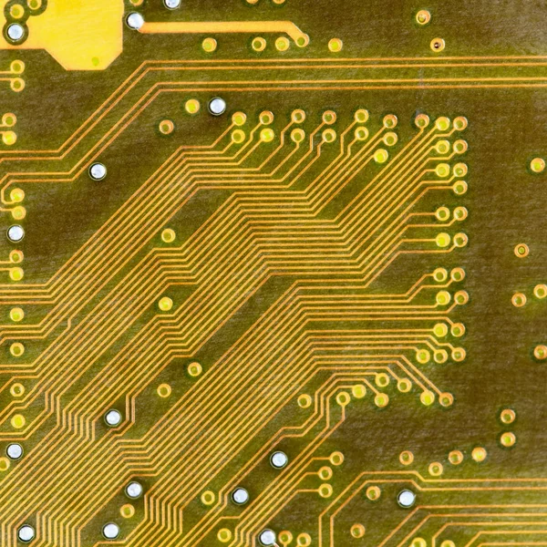 Placa Circuito Electrónico Alta Tecnología Textura Dorada — Foto de Stock
