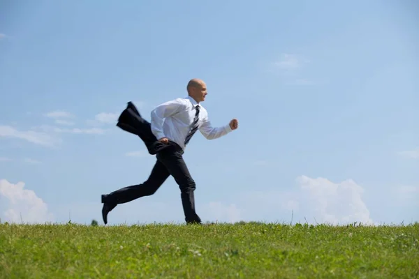 Empresario Corriendo Parque — Foto de Stock