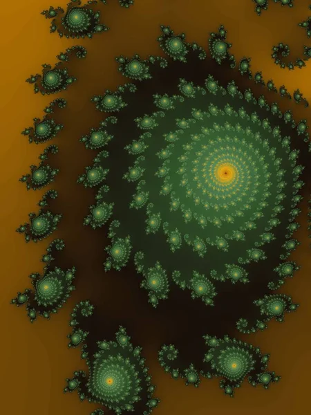 Grafica Computerizată Digitală Redarea Spirală Fractală Decorativă Într Culoare Închisă — Fotografie, imagine de stoc