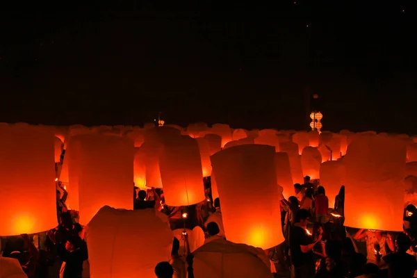 Ohňostroj Festival Thajsku Chiangmai — Stock fotografie