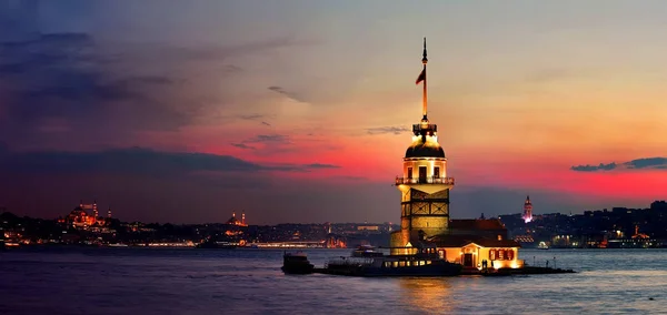 Panenská Věž Istanbulu Večer Turecko — Stock fotografie