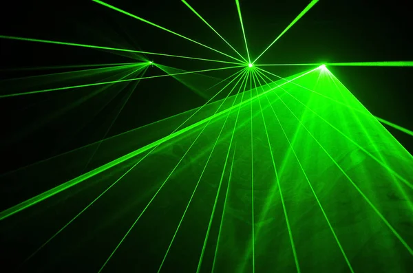 Raios Laser Verde Papel Parede Abstrato — Fotografia de Stock