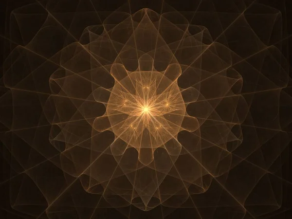 Yüksek Çözünürlüklü Alev Fraktal Benzer Bir Altın Küre Veya Mandala — Stok fotoğraf