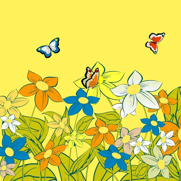 Flores Mariposas Boceto Fondo — Foto de Stock