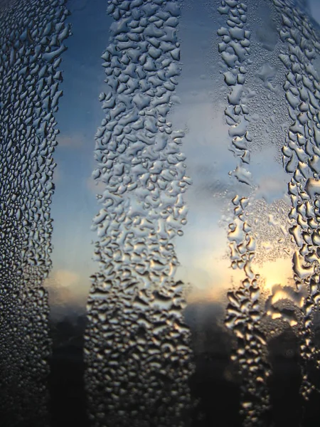 Vidrio Transpirado Con Gotas Condensado — Foto de Stock