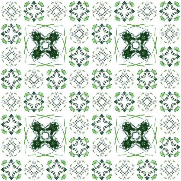 Безшовна Текстура Візуалізацією Абстрактного Фрактального Зеленого Візерунка Білому Тлі Дизайну — стокове фото