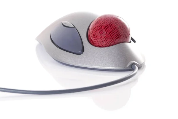 Trackball Dispositivo Puntamento Del Computer Con Riflessione Isolato Sfondo Bianco — Foto Stock