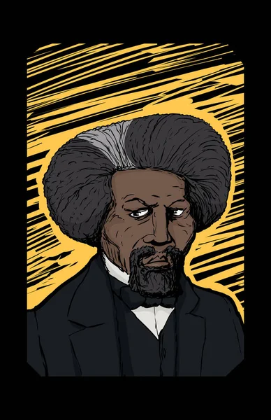 Handgezeichnetes Abstraktes Porträt Des Berühmten Afrikanisch Amerikanischen Führers Namens Frederick — Stockfoto
