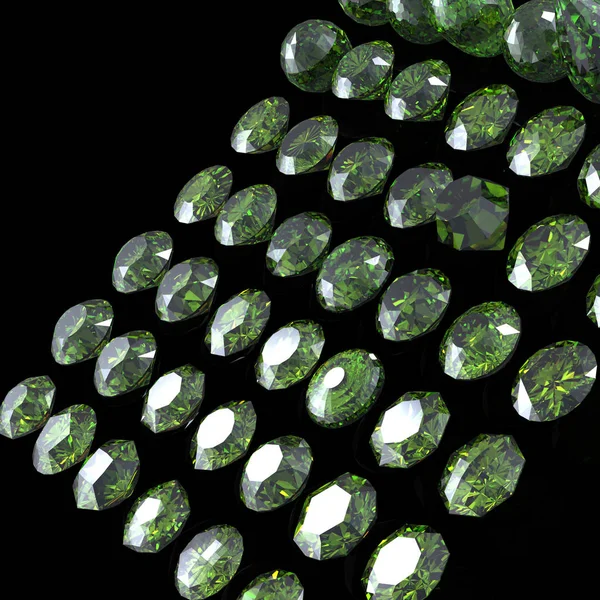 Runda Ädelsten Svart Bakgrund Emerald Peridot — Stockfoto