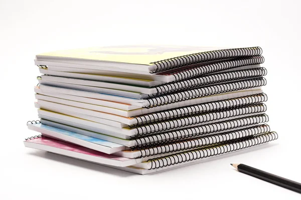 Montón Cuadernos Con Pluma — Foto de Stock