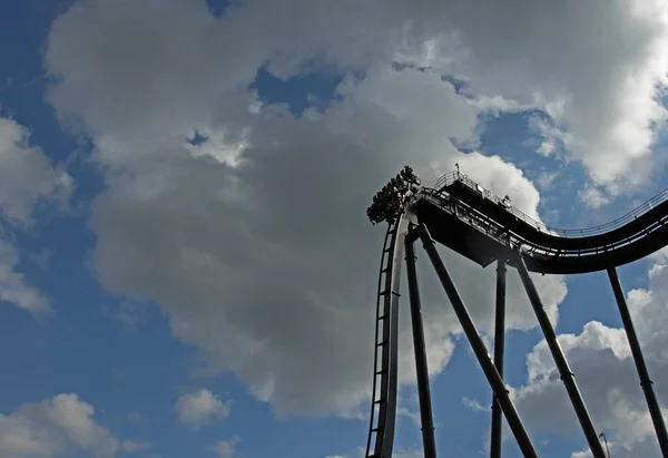 Germany Heide Park Resort Soltau View Büyük Rollercoaster Üzerinde Ilk — Stok fotoğraf