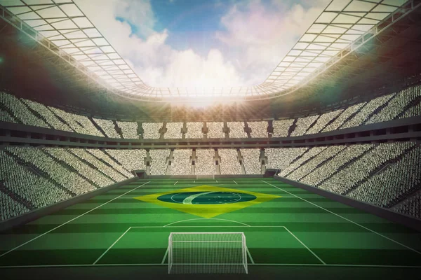 Cyfrowo Wygenerowany Brazylijski Flagi Narodowej Przed Stadionem Fanami Biały — Zdjęcie stockowe