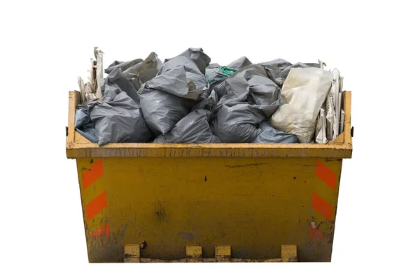 Skip Full Refuse Trash Sacks Isolated White Background — Stock Photo, Image